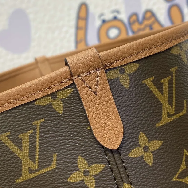 LV M12061 Louis Vuitton Reversible Neverfull Inside Out MM Handbag Brown