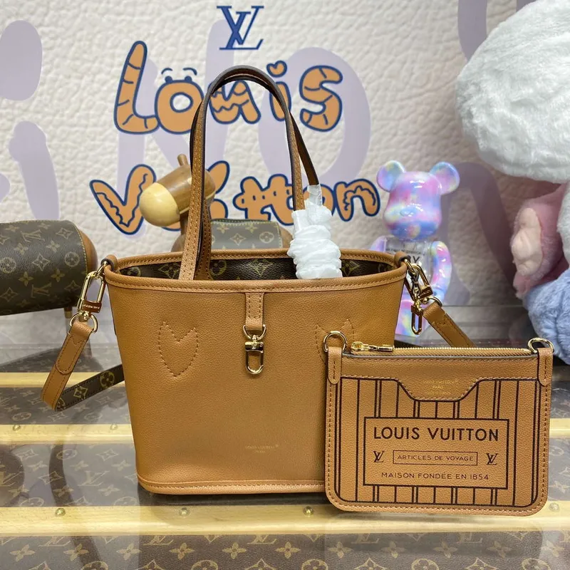LV M12099 Louis Vuitton Reversible Neverfull Bandoulière Inside Out BB Handbag Brown