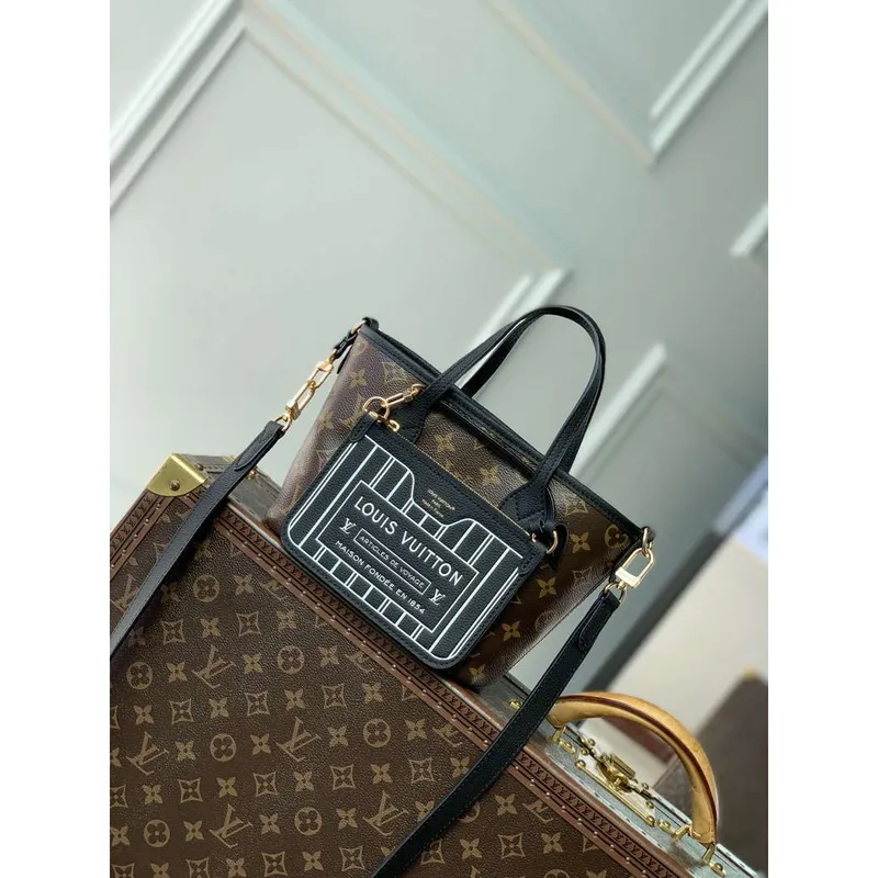 LV M12099 Louis Vuitton Reversible Neverfull Bandoulière Inside Out BB Handbag Black