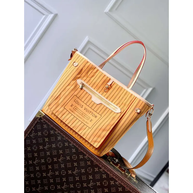 LV M11947 Louis Vuitton Reversible Neverfull Inside Out MM Handbag Yellow