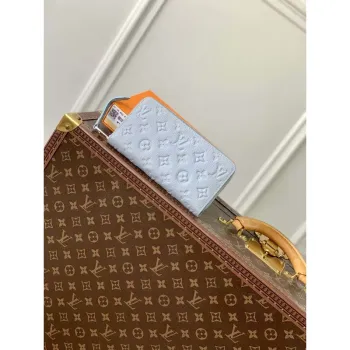 LV M11969 Louis Vuitton Zippy Wallet Light Blue Monogram Unplant