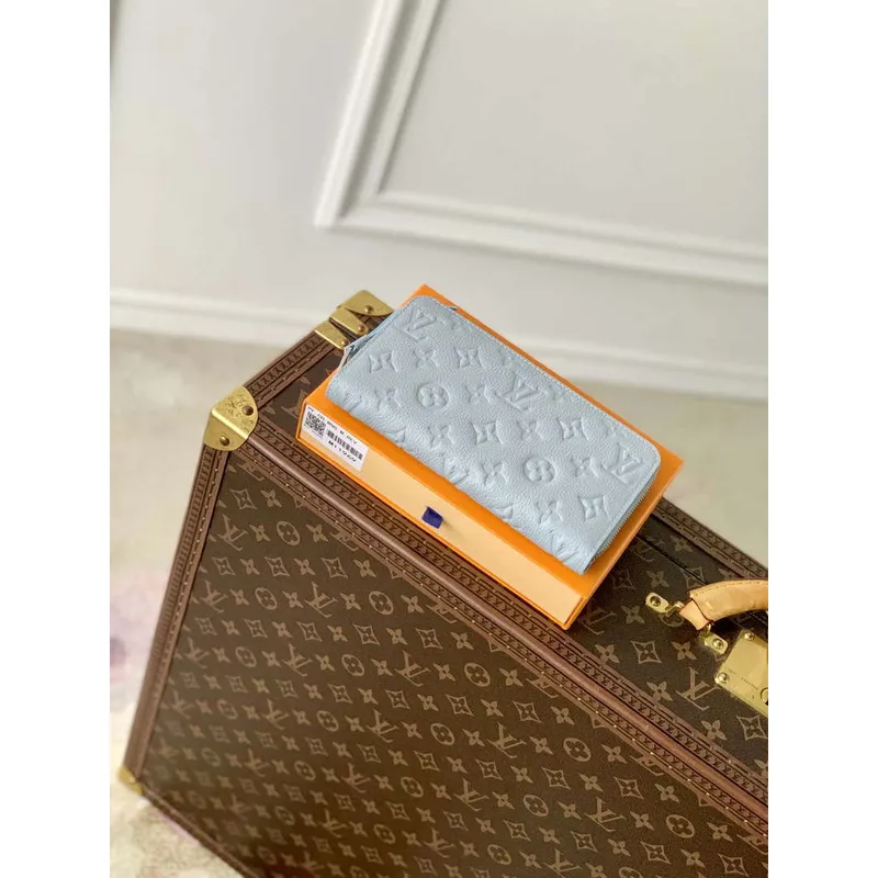 LV M11969 Louis Vuitton Zippy Wallet Light Blue Monogram Unplant