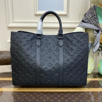 LV M21865 Louis Vuitton Sac Plat 24H Tote Bag Embossed Taurillon Monogram cowhide leather