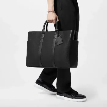 LV M21865 Louis Vuitton Sac Plat 24H Tote Bag Embossed Taurillon Monogram cowhide leather