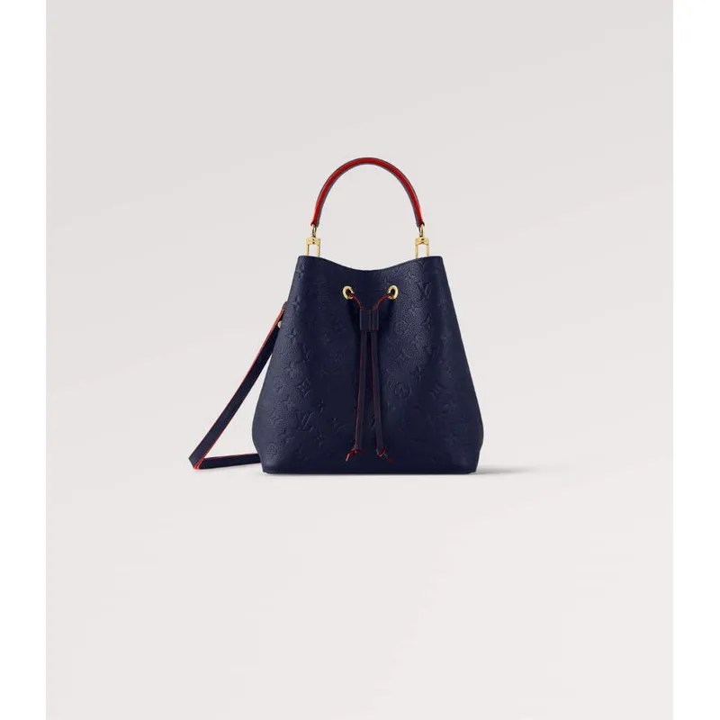 LV M45306  Louis Vuitton NéoNoé MM Bucket Bag Navy Blue and Red