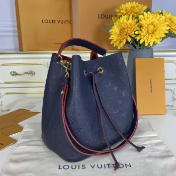 LV M45306  Louis Vuitton NéoNoé MM Bucket Bag Navy Blue and Red