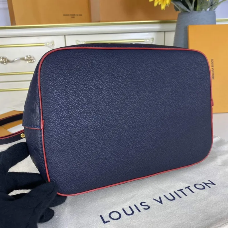 LV M45306  Louis Vuitton NéoNoé MM Bucket Bag Navy Blue and Red