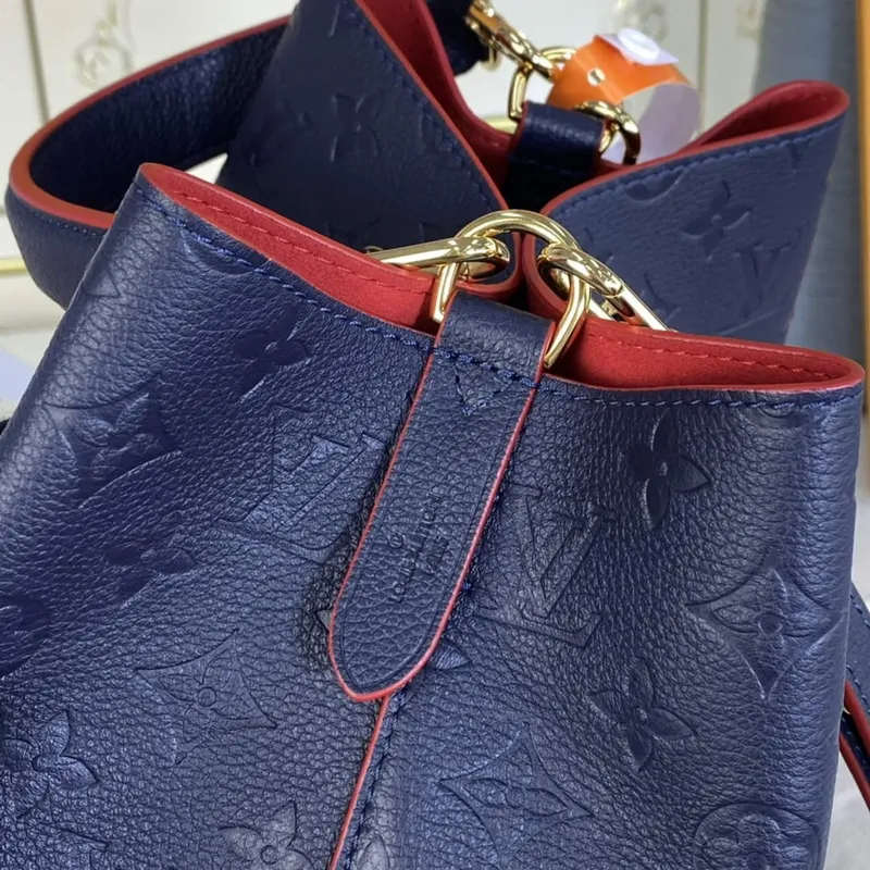LV M45306  Louis Vuitton NéoNoé MM Bucket Bag Navy Blue and Red
