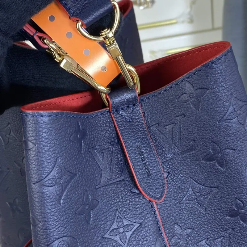LV M45306  Louis Vuitton NéoNoé MM Bucket Bag Navy Blue and Red