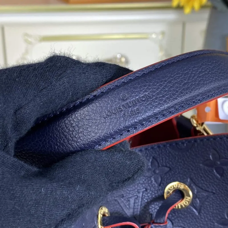LV M45306  Louis Vuitton NéoNoé MM Bucket Bag Navy Blue and Red