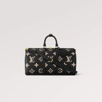 LV M46670 Louis Vuitton Keepall Bandoulière 45 Bag Black/Beige