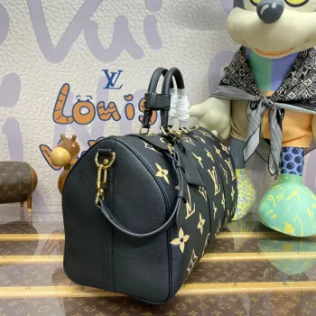 LV M46670 Louis Vuitton Keepall Bandoulière 45 Bag Black/Beige