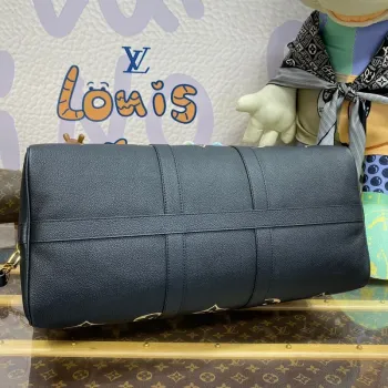 LV M46670 Louis Vuitton Keepall Bandoulière 45 Bag Black/Beige