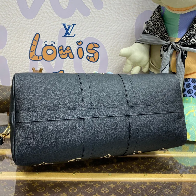 LV M46670 Louis Vuitton Keepall Bandoulière 45 Bag Black/Beige