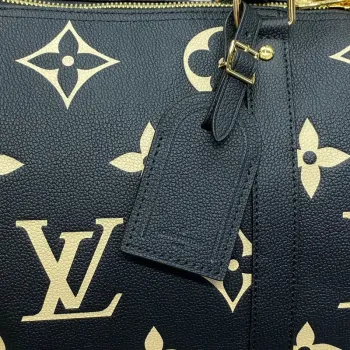 LV M46670 Louis Vuitton Keepall Bandoulière 45 Bag Black/Beige
