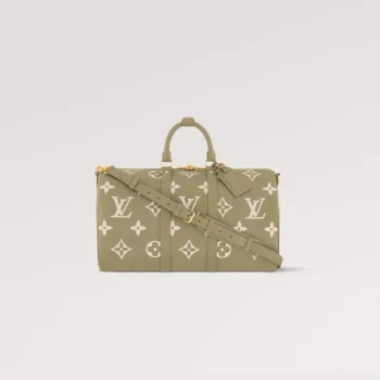 LV M46671 Louis Vuitton Keepall Bandoulière 45 Bag Khaki Fango/Cream