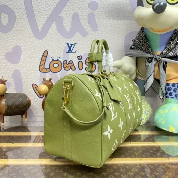 LV M46671 Louis Vuitton Keepall Bandoulière 45 Bag Khaki Fango/Cream