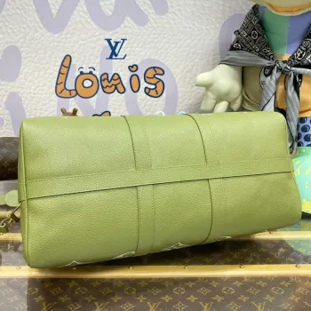 LV M46671 Louis Vuitton Keepall Bandoulière 45 Bag Khaki Fango/Cream