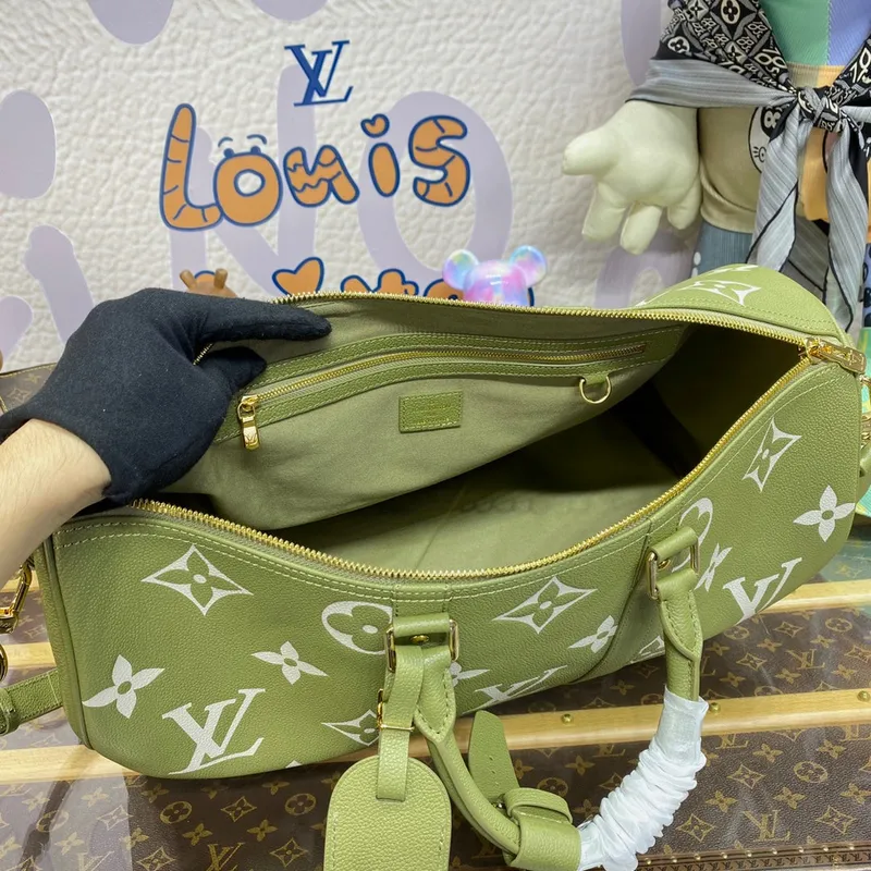 LV M46671 Louis Vuitton Keepall Bandoulière 45 Bag Khaki Fango/Cream