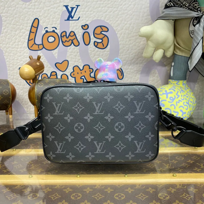 LV M46795 Louis Vuitton Steamer Messenger Bag Monogram Eclipse coated canvas