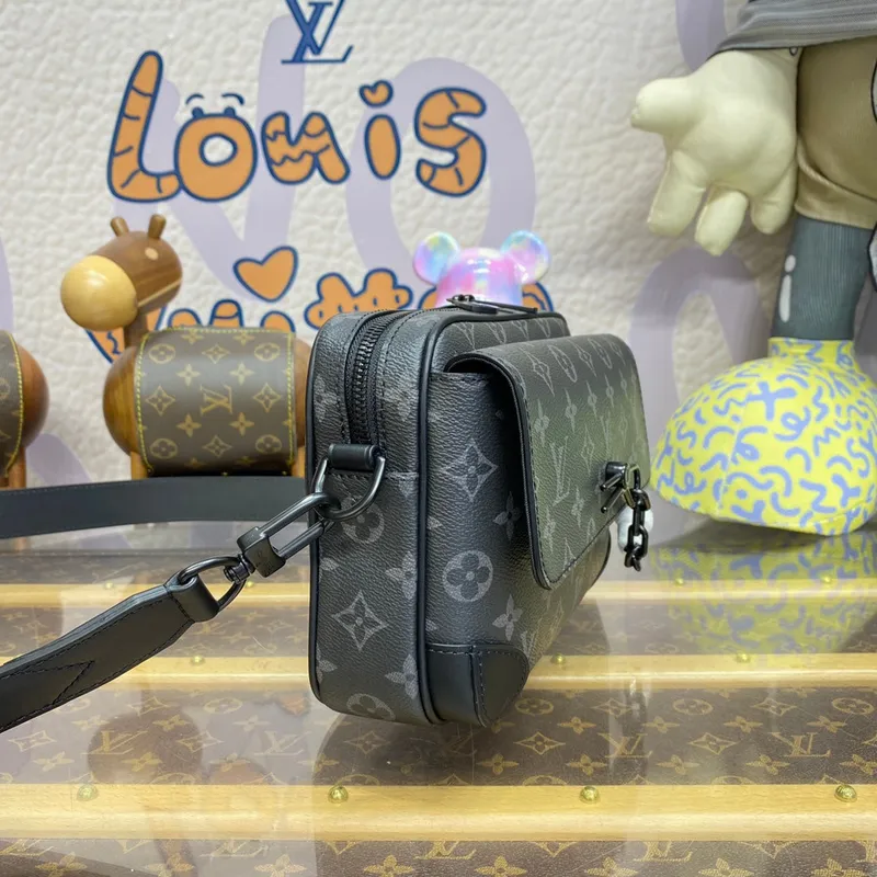 LV M46795 Louis Vuitton Steamer Messenger Bag Monogram Eclipse coated canvas