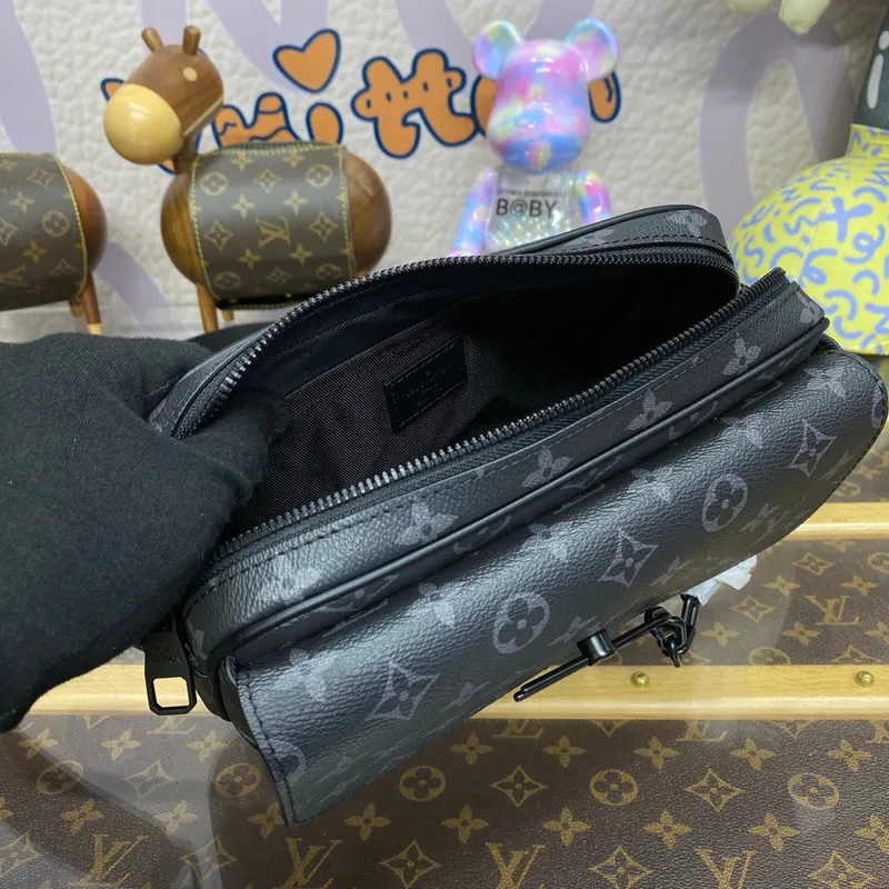 LV M46795 Louis Vuitton Steamer Messenger Bag Monogram Eclipse coated canvas