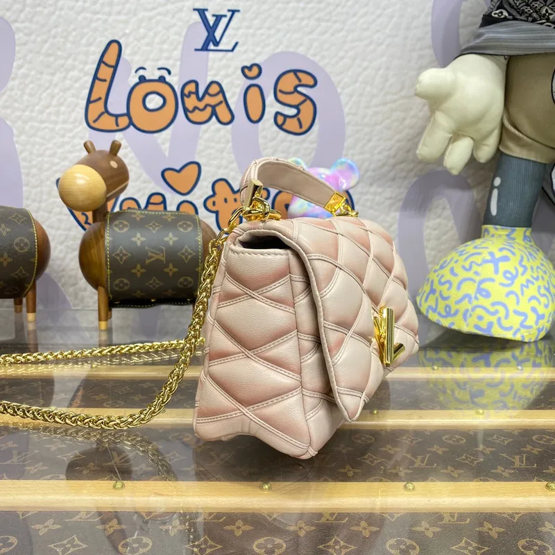 LV M23568 Louis Vuitton GO 14 MM Bag Beige Rose