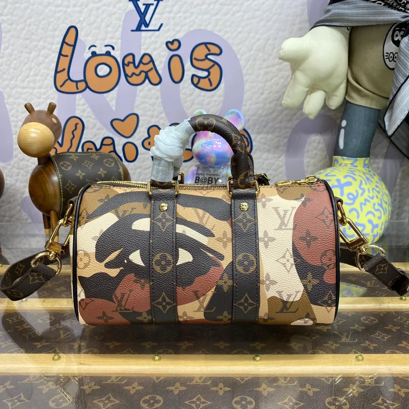 LV  M46678 Louis Vuitton Keepall Bandoulière 25 Bag Brown
