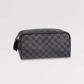 LV N40127 Louis Vuitton  Dopp Kit Toilet Pouch  Damier Graphite Canvas