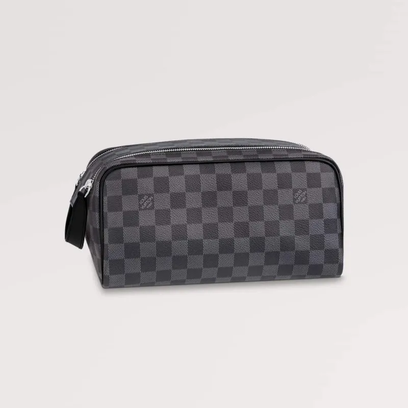 LV N40127 Louis Vuitton  Dopp Kit Toilet Pouch  Damier Graphite Canvas