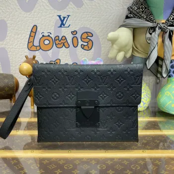 LV M82598 Louis Vuitton S Lock Pochette Monogram Empreinte Leather Black