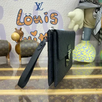 LV M82598 Louis Vuitton S Lock Pochette Monogram Empreinte Leather Black