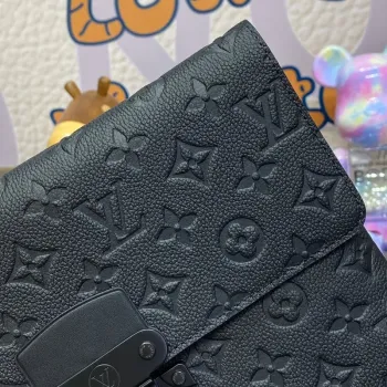LV M82598 Louis Vuitton S Lock Pochette Monogram Empreinte Leather Black