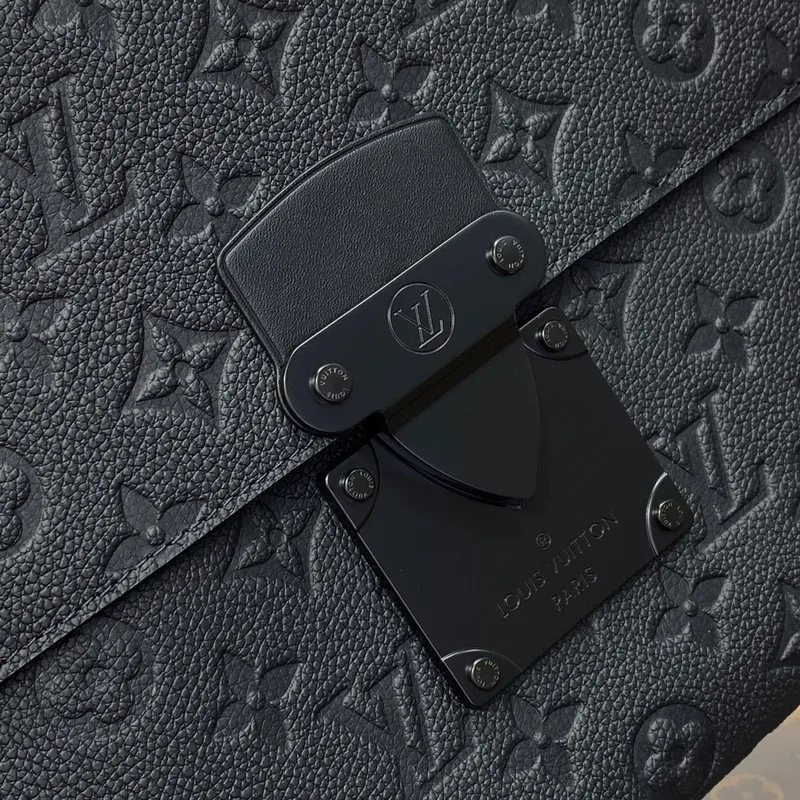 LV M82598 Louis Vuitton S Lock Pochette Monogram Empreinte Leather Black