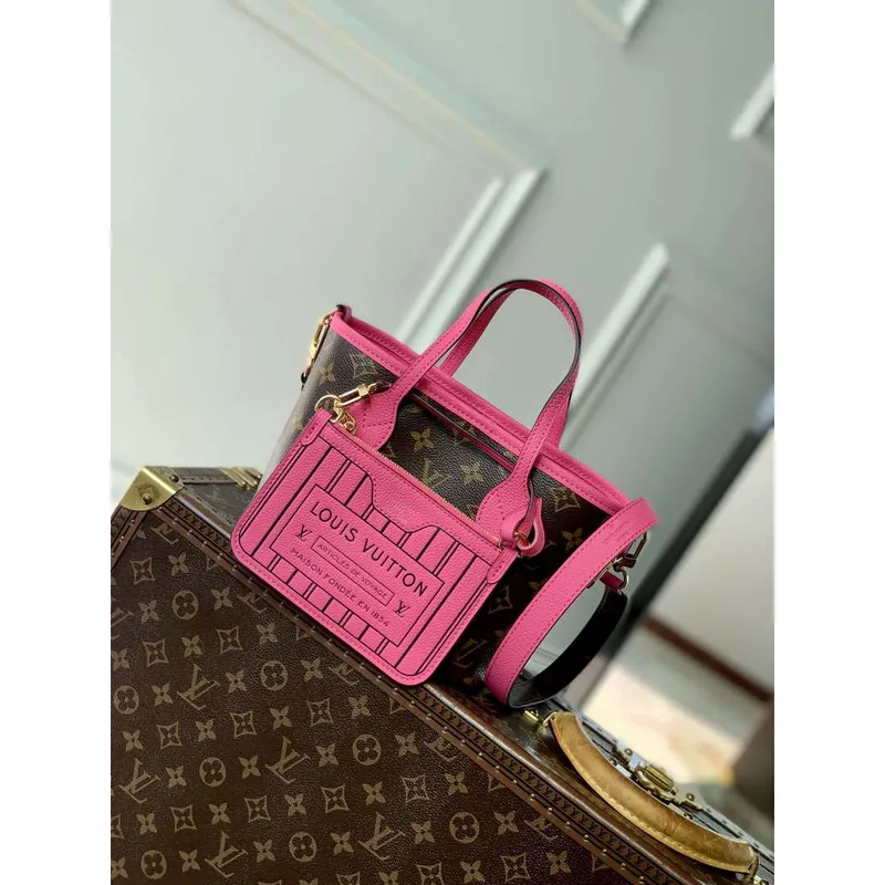 LV M12106 Louis Vuitton Neverfull Bandoulière Inside Out BB Handbag Rose
