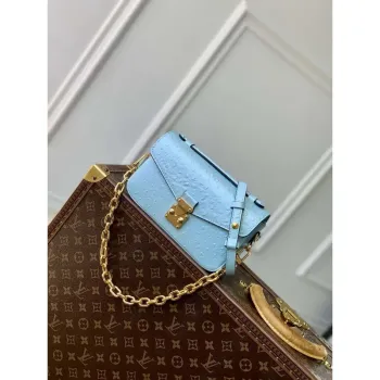 LV N85902 Louis Vuitton Pochette Métis East West Bag Ostrich leather Blue Glaze