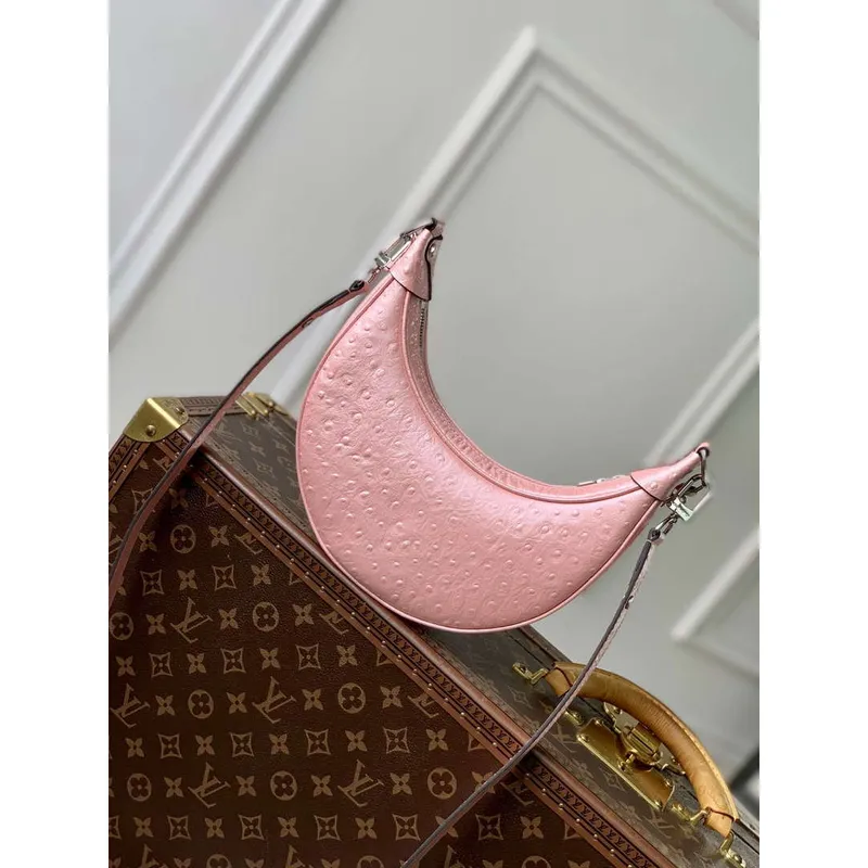 LV N85900 Louis Vuitton Loop Pm Ostrich leather Bag Pink Glaze