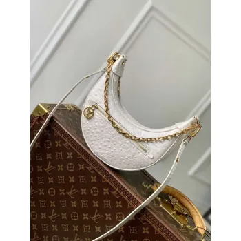 LV N85900 Louis Vuitton Loop Pm Ostrich leather Bag White Pearl