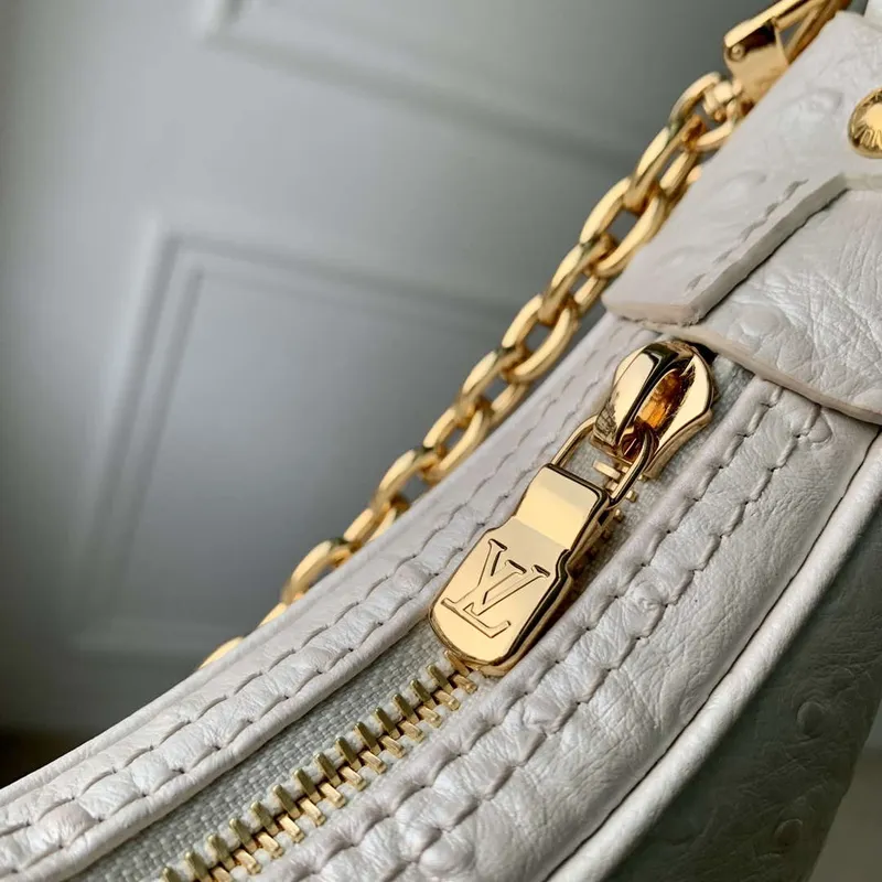 LV N85900 Louis Vuitton Loop Pm Ostrich leather Bag White Pearl