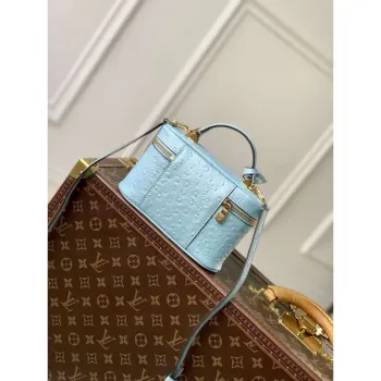LV N85806 Louis Vuitton Vanity Chain Pouch Ostrich leather Bag Blue Glaze