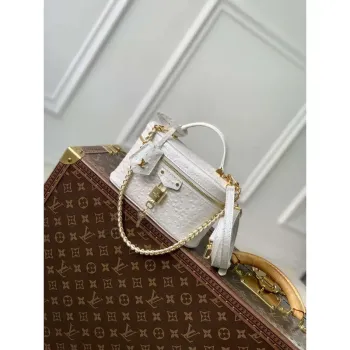LV N85911 Louis Vuitton Vanity Chain Pouch Ostrich leather Bag White Pearl