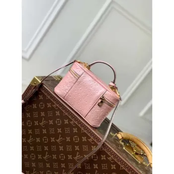 LV N85820 Louis Vuitton Vanity Chain Pouch Ostrich leather Bag Pink Glaze