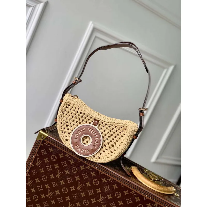 LV M24811 Louis Vuitton Croissant MM Handbag Natural/Tan