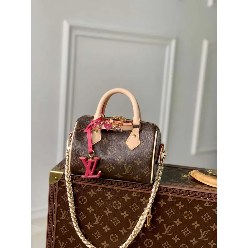 LV M46970 Louis Vuitton SPEEDY 18 LV&I Monogram Dune Coated Canvas Bag Bronw