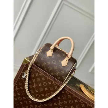 LV M46970 Louis Vuitton SPEEDY 18 LV&I Monogram Dune Coated Canvas Bag Bronw