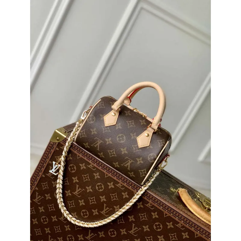 LV M46970 Louis Vuitton SPEEDY 18 LV&I Monogram Dune Coated Canvas Bag Bronw