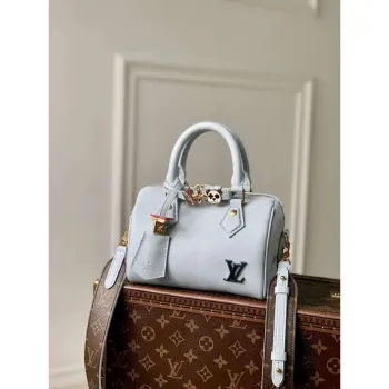 LV M24604 Louis Vuitton SPEEDY 18 LV&I Calf Leather Handbag Olympic Blue
