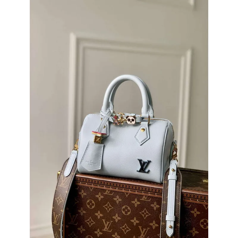 LV M24604 Louis Vuitton SPEEDY 18 LV&I Calf Leather Handbag Olympic Blue