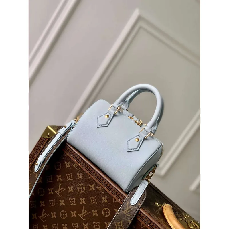 LV M24604 Louis Vuitton SPEEDY 18 LV&I Calf Leather Handbag Olympic Blue