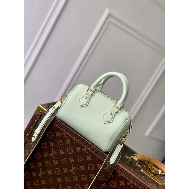 LV M24605 Louis Vuitton SPEEDY 18 LV&I Calf Leather Handbag Matcha Green